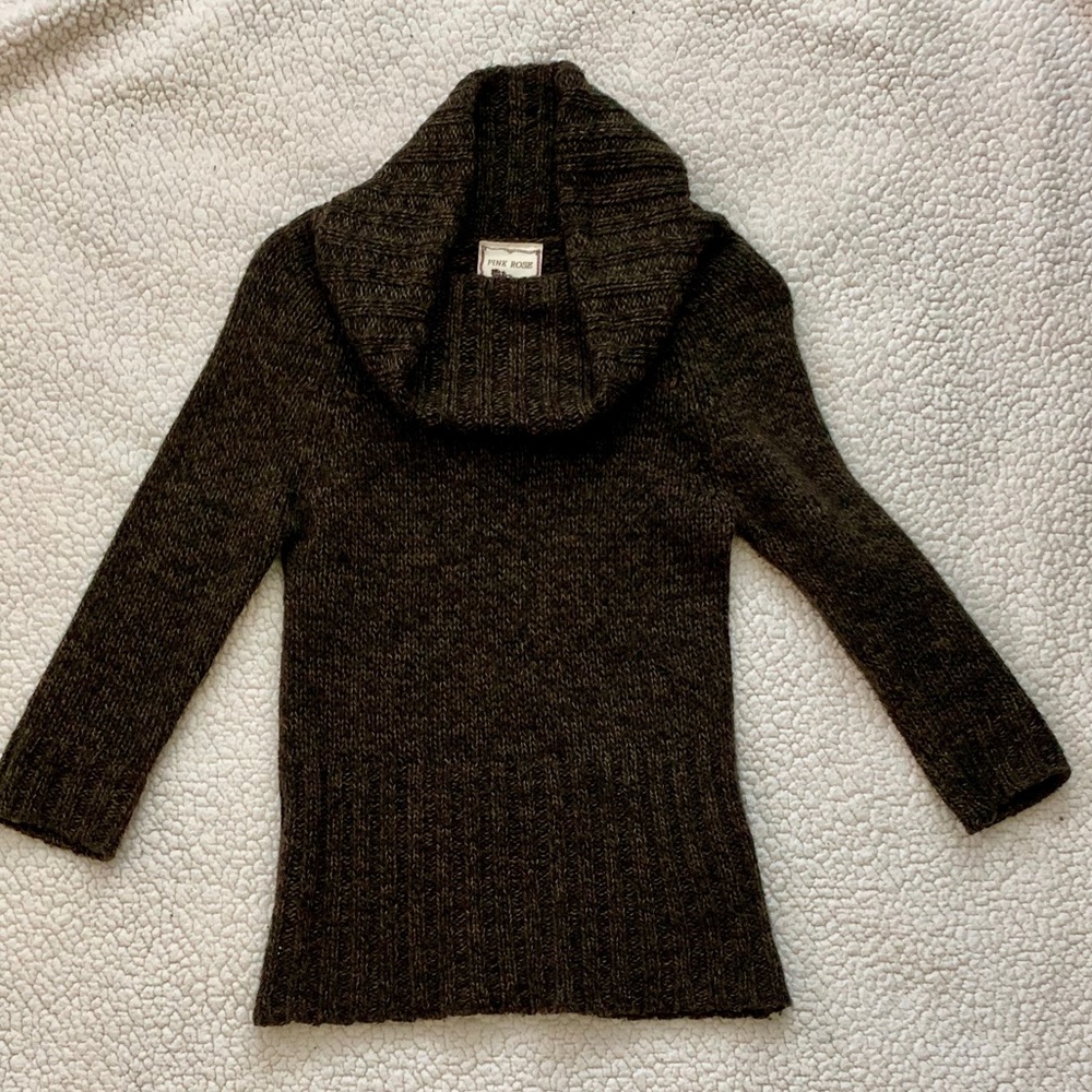 PINK ROSE brown cowl neck sweater